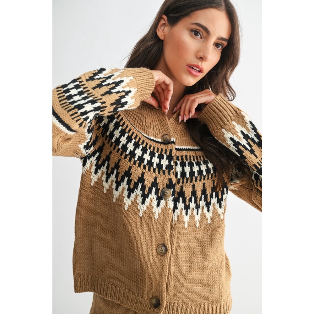 ISLE KNIT CARDIGAN AND SKIRT SET IN MOCHA - Picture 4 of 9